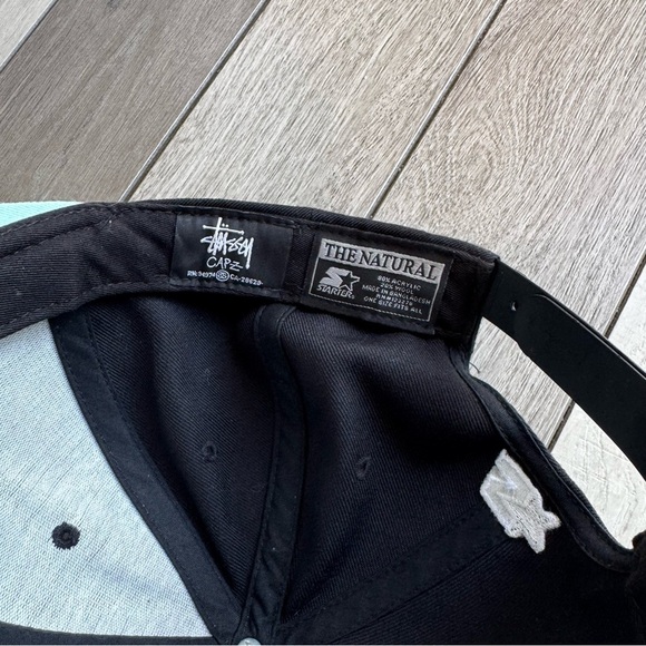 Stussy X Starter SS Link Black Mint Green SnapBack Hat | Preowned - Picture 6 of 6